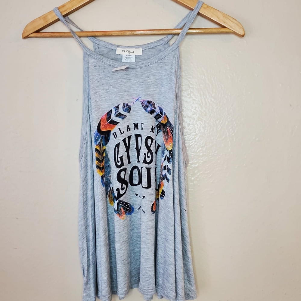 Touch Blue Tank Blouse Boho Gypsie